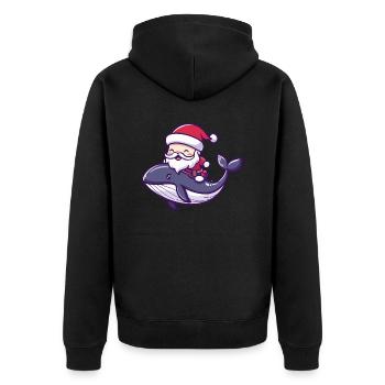 Baleine Père Noël Dessin animé - Veste à capuche bio Premium Unisexe - noir - Dos - Nico (187cm)