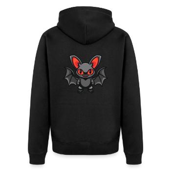 Fledermaus Comic - Unisex Premium Bio Zip Hoodie - Schwarz - Hinten - Nico (187cm)