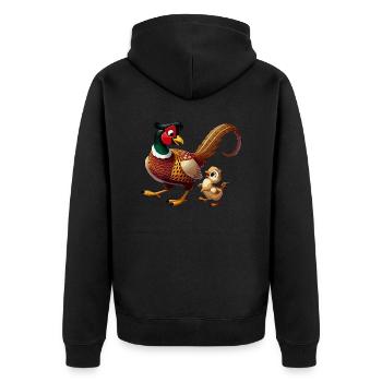 Faisan mâle avec enfant - Veste à capuche bio Premium Unisexe - noir - Dos - Nico (187cm)