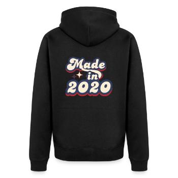 Made in 2020 retro - Unisex Premium Organic Zip Hoodie - black - Back - Nico (187cm)