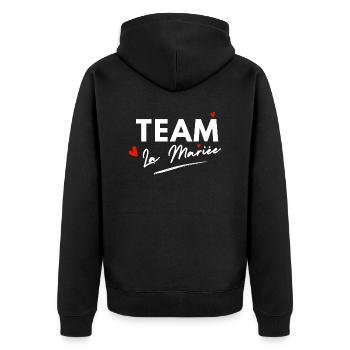 Bride Hearts Team - Brautgeschenk - Unisex Premium Bio Zip Hoodie - Schwarz - Hinten - Nico (187cm)
