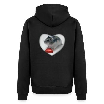 Hamster heart - Unisex Premium Organic Zip Hoodie - black - Back - Nico (187cm)