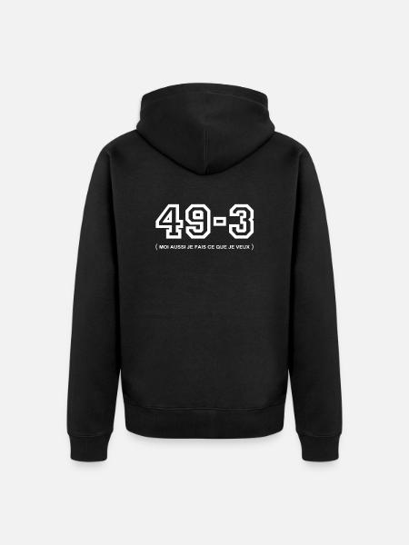 49-3 blanc - Veste à capuche bio Premium Unisexe - noir