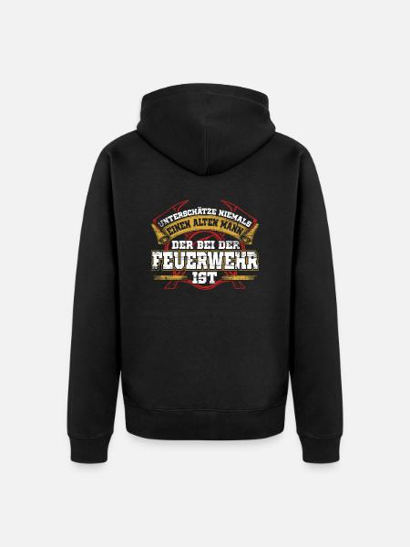 Feuerwehr - Alter Mann - Unisex Premium Bio Zip Hoodie - Schwarz