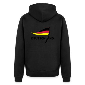 Deutschland - Unisex Premium Bio Zip Hoodie - Schwarz - Hinten - Nico (187cm)