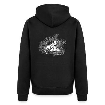 Nottingham left lion shoulder bag - Unisex Premium Organic Zip Hoodie - black - Back - Nico (187cm)