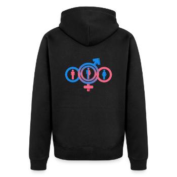 Divers le nouveau sexe, Gender Equal, Neutre - Veste à capuche bio Premium Unisexe - noir - Dos - Nico (187cm)
