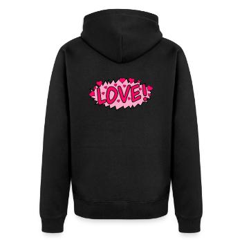Love - Unisex Premium Bio Zip Hoodie - Schwarz - Hinten - Nico (187cm)