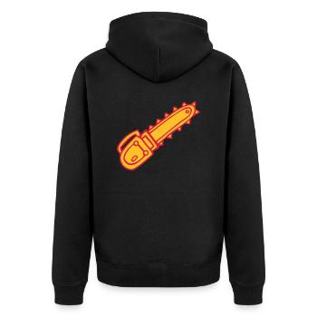 cartoon chainsaw chainsaw tool sawmill fun - Unisex Premium Organic Zip Hoodie - black - Back - Nico (187cm)