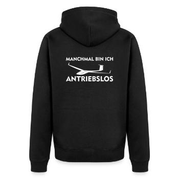 antriebslos Segelflieger Segelflugzeug Geschenk - Unisex Premium Bio Zip Hoodie - Schwarz - Hinten - Nico (187cm)