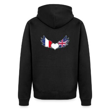 Drapeaux Français et anglais France Royaume Uni II - Veste à capuche bio Premium Unisexe - noir - Dos - Nico (187cm)