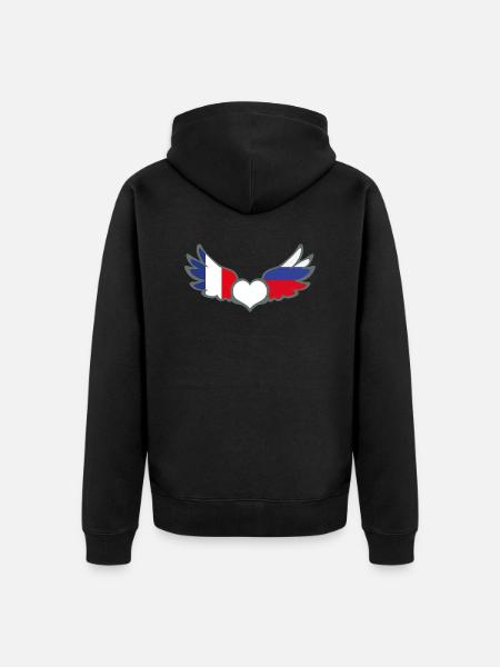 Drapeaux Français et Russe France Russie II - Veste à capuche bio Premium Unisexe - noir