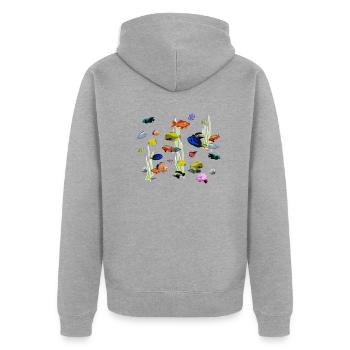 Poissons - Veste à capuche bio Premium Unisexe - gris chiné - Dos - Nico (187cm)