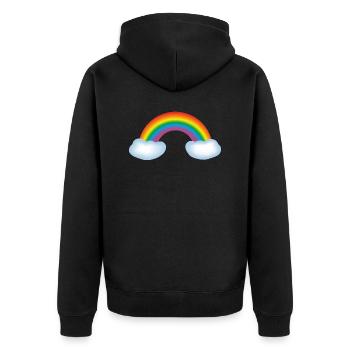 Regenbogen mit Wolken - Unisex Premium Bio Zip Hoodie - Schwarz - Hinten - Nico (187cm)