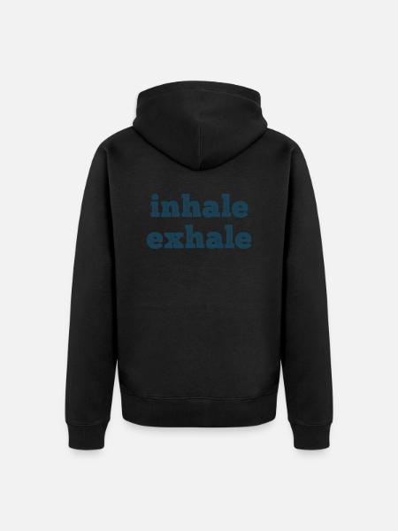 Breathing inhale exhale - Unisex Premium Organic Zip Hoodie - black