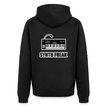 Synth Freak Keyboarder Musiker Music Design - Unisex Premium Bio Zip Hoodie - Schwarz - Hinten - Nico (187cm)
