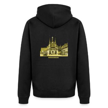 Wernigerode town hall Harz half-timbered colorful city - Unisex Premium Organic Zip Hoodie - black - Back - Nico (187cm)
