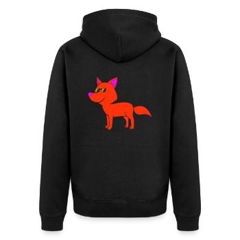 cool fox - Unisex Premium Bio Zip Hoodie - Schwarz - Hinten - Nico (187cm)