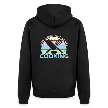 Just A Girl Who Loves Cooking Sous Gourmet Chef Co - Unisex Premium Organic Zip Hoodie - black - Back - Nico (187cm)