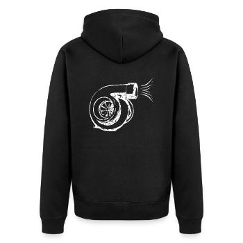 Turbolader - Tuning - Unisex Premium Bio Zip Hoodie - Schwarz - Hinten - Nico (187cm)
