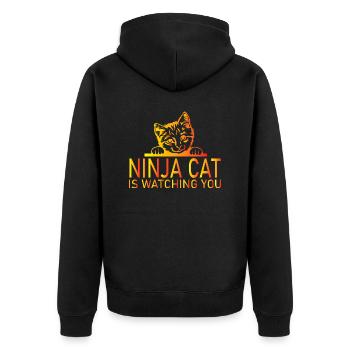 Cat Katze - Unisex Premium Organic Zip Hoodie - black - Back - Nico (187cm)