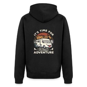 It's time for a new adventure Camping Outdoor - Unisex Premium Organic Zip Hoodie - black - Back - Nico (187cm)