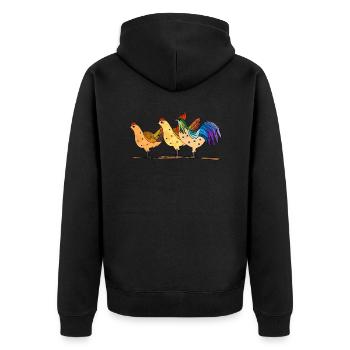 Hens and rooster - Unisex Premium Organic Zip Hoodie - black - Back - Nico (187cm)