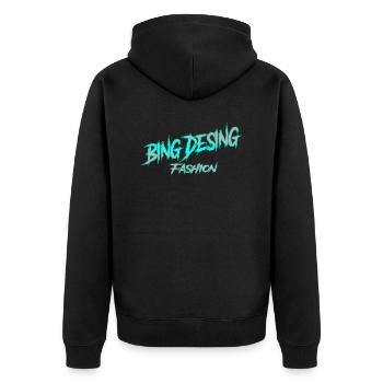 Bing Fashion Green - Unisex Premium Bio Zip Hoodie - Schwarz - Hinten - Nico (187cm)