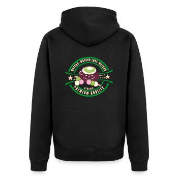 Japan - Matcha - Unisex Premium Bio Zip Hoodie - Schwarz - Hinten - Nico (187cm)
