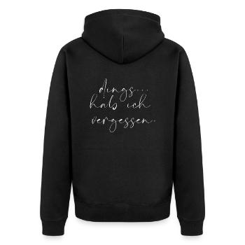 lustiger Spruch Schrift verrgessen Sommer Sonne - Unisex Premium Bio Zip Hoodie - Schwarz - Hinten - Nico (187cm)