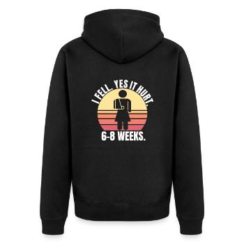 Gebrochener Arm Spruch - Ambruch Fraktur Gipsarm - Unisex Premium Bio Zip Hoodie - Schwarz - Hinten - Nico (187cm)
