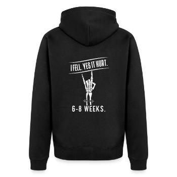 Gebrochener Arm Spruch - Ambruch Fraktur Gipsarm - Unisex Premium Bio Zip Hoodie - Schwarz - Hinten - Nico (187cm)