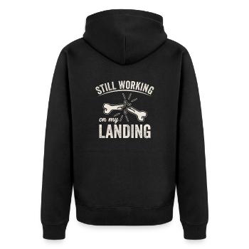 Gebrochener Arm Spruch - Ambruch Fraktur Gipsarm - Unisex Premium Bio Zip Hoodie - Schwarz - Hinten - Nico (187cm)