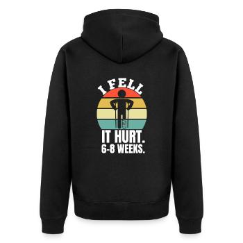 Gebrochenes Bein Spruch - Bein Fraktur Gipsbein - Unisex Premium Bio Zip Hoodie - Schwarz - Hinten - Nico (187cm)