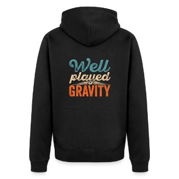 Gebrochener Arm Spruch - Ambruch Fraktur Gipsarm - Unisex Premium Bio Zip Hoodie - Schwarz - Hinten - Nico (187cm)