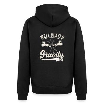 Gebrochener Arm Spruch - Fraktur Gipsarm - Unisex Premium Bio Zip Hoodie - Schwarz - Hinten - Nico (187cm)