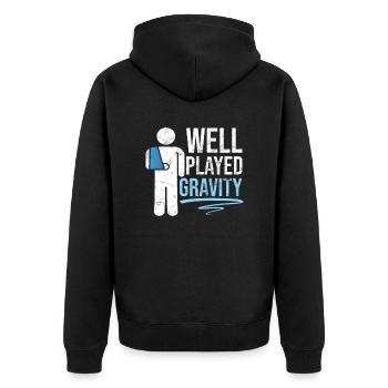 Gebrochener Arm Spruch - Ambruch Fraktur Gipsarm - Unisex Premium Bio Zip Hoodie - Schwarz - Hinten - Nico (187cm)