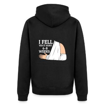 Gebrochener Arm Spruch - Fraktur Gipsarm - Unisex Premium Bio Zip Hoodie - Schwarz - Hinten - Nico (187cm)