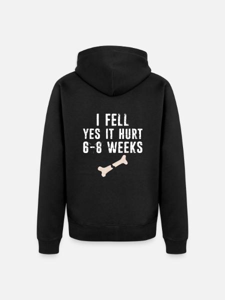 Gebrochener Arm Spruch - Fraktur Gipsarm - Unisex Premium Bio Zip Hoodie - Schwarz