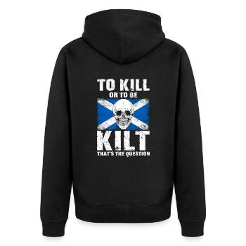Costume de kilt écossais Saying - Jupe écossaise - Veste à capuche bio Premium Unisexe - noir - Dos - Nico (187cm)