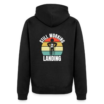 Gebrochenes Bein Spruch - Fraktur Gipsbein - Unisex Premium Bio Zip Hoodie - Schwarz - Hinten - Nico (187cm)