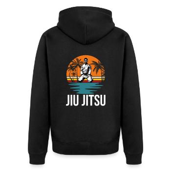Martial Arts BJJ Brazilian Jiu Jitsu - Unisex Premium Bio Zip Hoodie - Schwarz - Hinten - Nico (187cm)