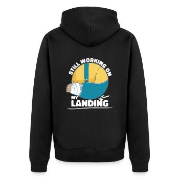 Gebrochener Arm Spruch - Fraktur Gipsarm - Unisex Premium Bio Zip Hoodie - Schwarz - Hinten - Nico (187cm)