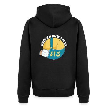 Gebrochener Arm Spruch - Fraktur Gipsarm - Unisex Premium Bio Zip Hoodie - Schwarz - Hinten - Nico (187cm)