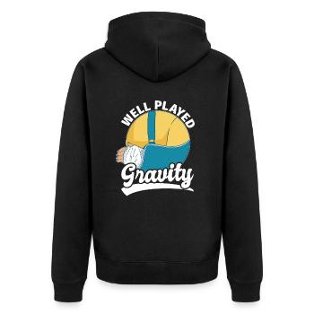 Gebrochener Arm Spruch - Fraktur Gipsarm - Unisex Premium Bio Zip Hoodie - Schwarz - Hinten - Nico (187cm)