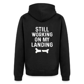 Gebrochener Arm Spruch - Fraktur Gipsarm - Unisex Premium Bio Zip Hoodie - Schwarz - Hinten - Nico (187cm)