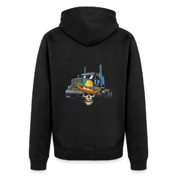 Mexikanischer Trucker LKW-Fahrer Mexico - Unisex Premium Bio Zip Hoodie - Schwarz - Hinten - Nico (187cm)