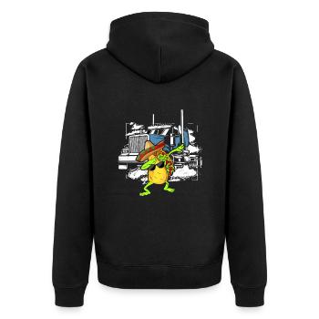 Mexikanischer Trucker LKW-Fahrer Mexico - Unisex Premium Bio Zip Hoodie - Schwarz - Hinten - Nico (187cm)