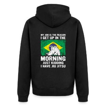 Martial Arts BJJ Brazilian Jiu Jitsu - Unisex Premium Bio Zip Hoodie - Schwarz - Hinten - Nico (187cm)
