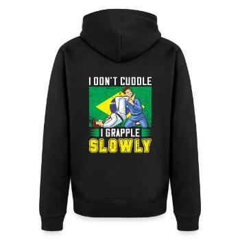 Martial Arts BJJ Brazilian Jiu Jitsu - Unisex Premium Bio Zip Hoodie - Schwarz - Hinten - Nico (187cm)